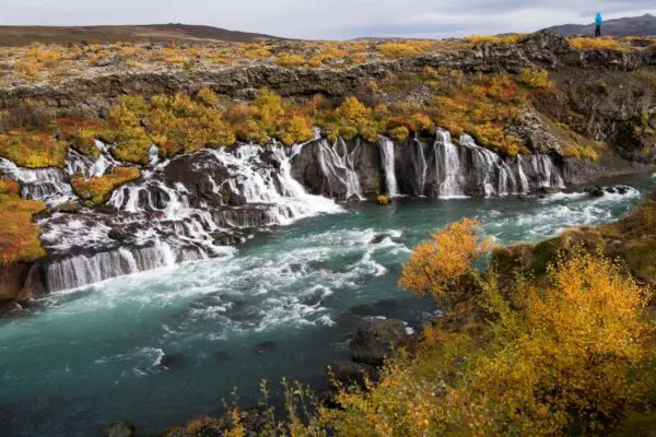 8-day self-drive tour in Iceland, Hraunfossar waterfall.