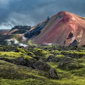 8-Day Self-Drive Tour with South Coast, Golden Circle, Landmannalaugar, Snaefellsnes & Westfjords, colourful mountains.