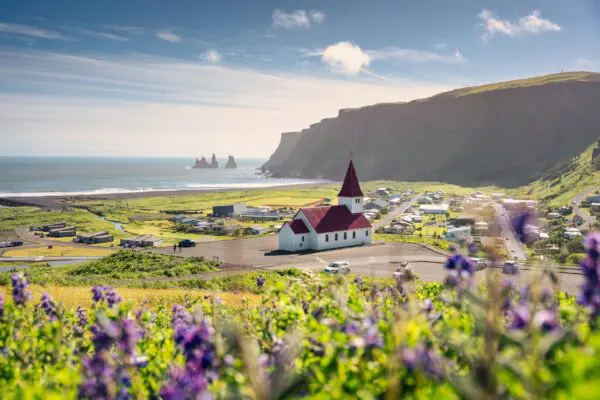 8-Day Self-Drive Tour with South Coast, Golden Circle, Landmannalaugar, Snaefellsnes & Westfjords, church in Vik.