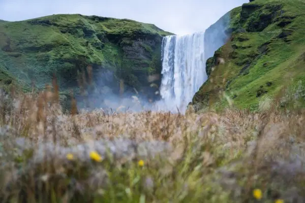 9-day self-drive tour around Iceland, Skogafoss waterfall.