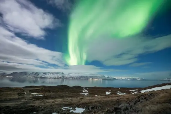 10-Day Winter Ring Road Tour Around Iceland, Northern Lights above Akureyri.