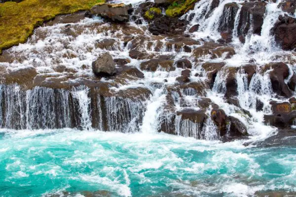 7-Day Self-Drive Trip with South Coast, West Iceland. Hraunfossar waterfall.