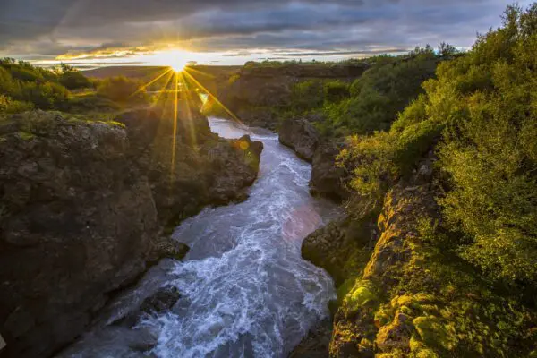 8-Day Highland Road & Hiking Trip in Iceland, Barnafoss waterfall.