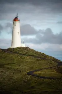 Lighthouse in Reykjanes Peninsula.