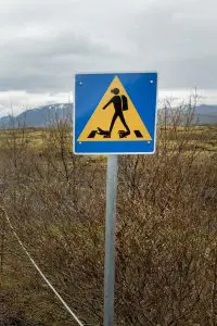 Snorkeling Trips in Iceland, sign near Silfra.