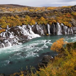8-day self-drive tour in Iceland, Hraunfossar waterfall.