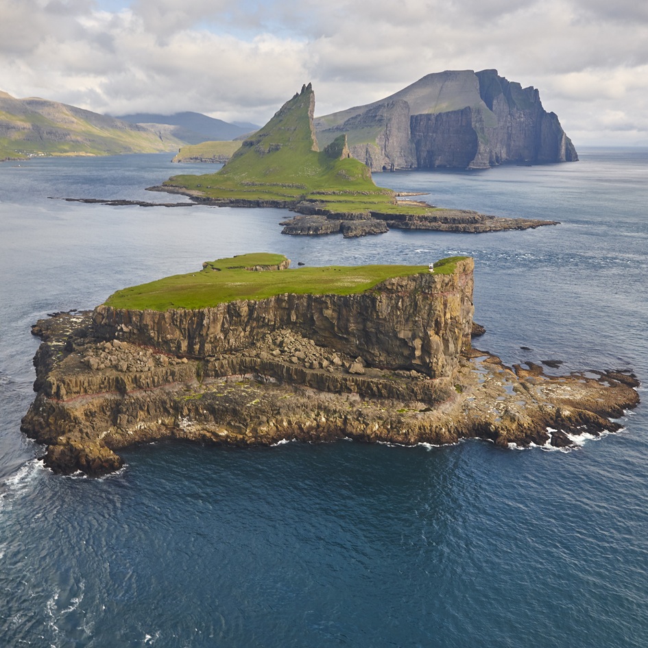 Vacation in the Faroe Islands, cliffs and mountains.